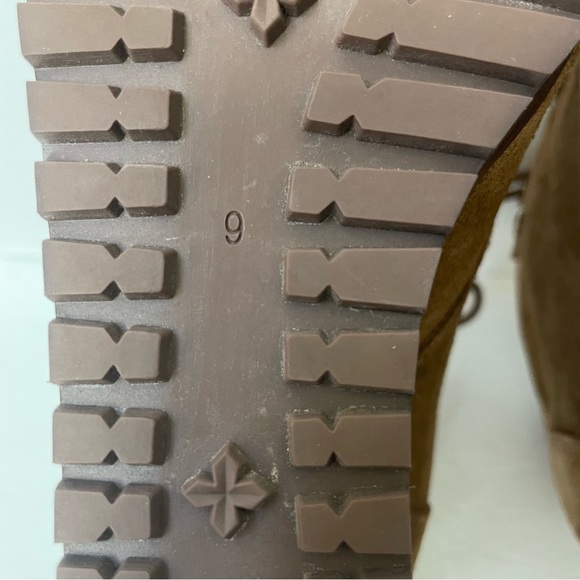 Anthropologie Splendid Paris Brown Suede Wedge Lace-Up Ankle Booties Size 9 - Picture 10 of 11